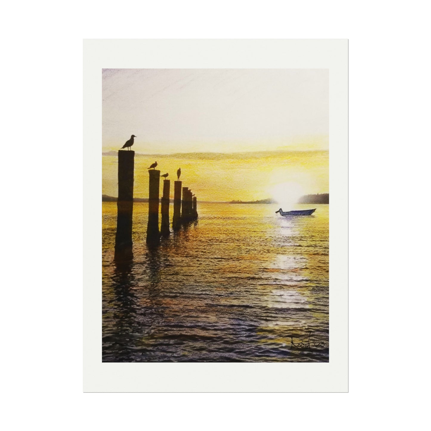 "Beach at Sunset" water color prints