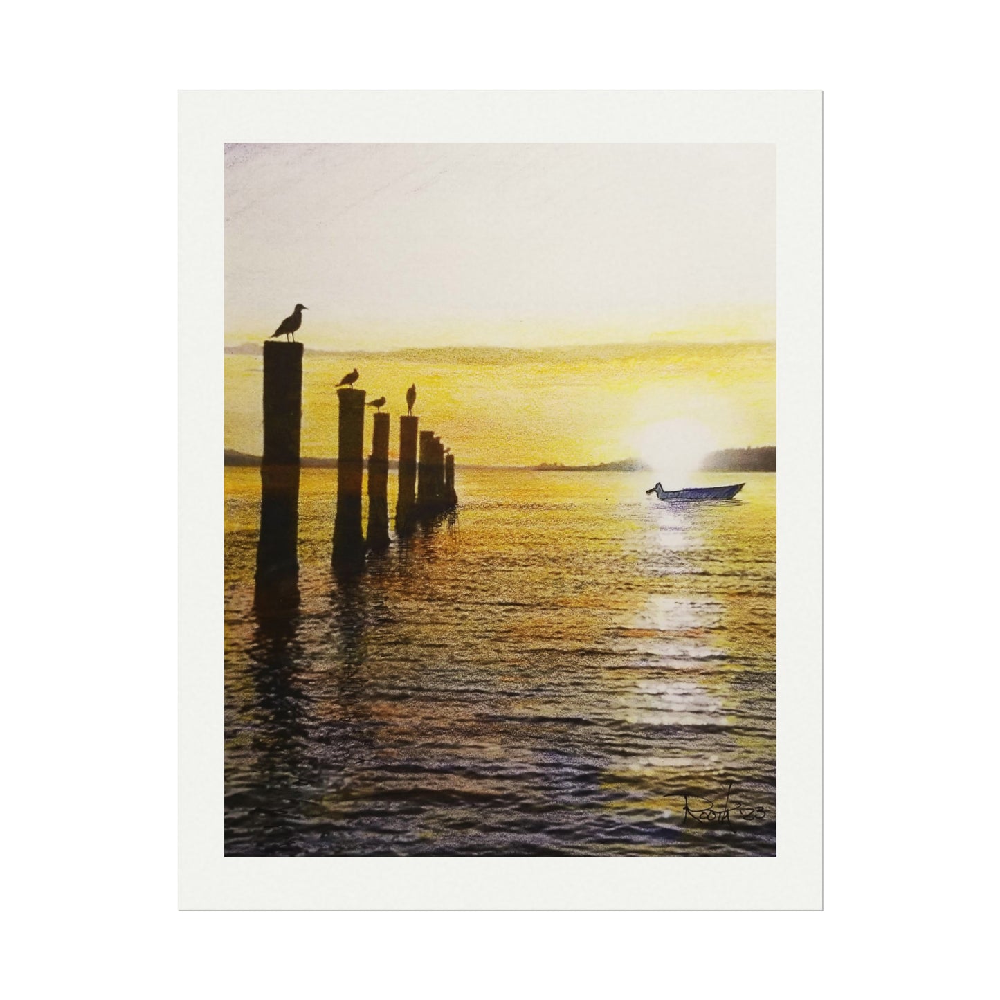 "Beach at Sunset" water color prints