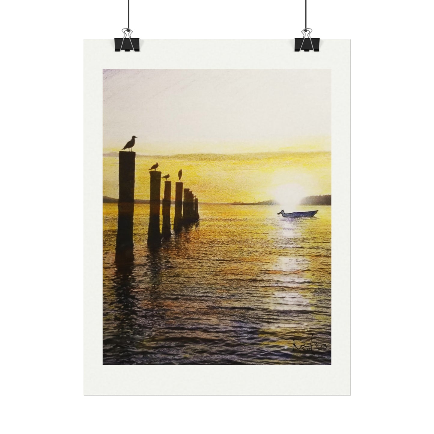 "Beach at Sunset" water color prints